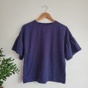 Vineyard vines blue flutter sleeve casual top size small